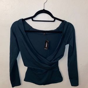 NWT Express Hunter green wrap top (Small)